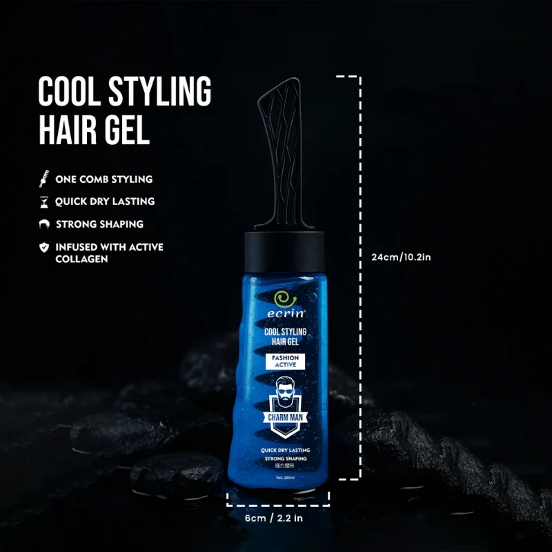 ecrin cool styling hair gel 280ml with active collagen strong hold & cool fresh effect ecrin cool styling hair gel 280ml with active collagen strong hold & cool fresh effect