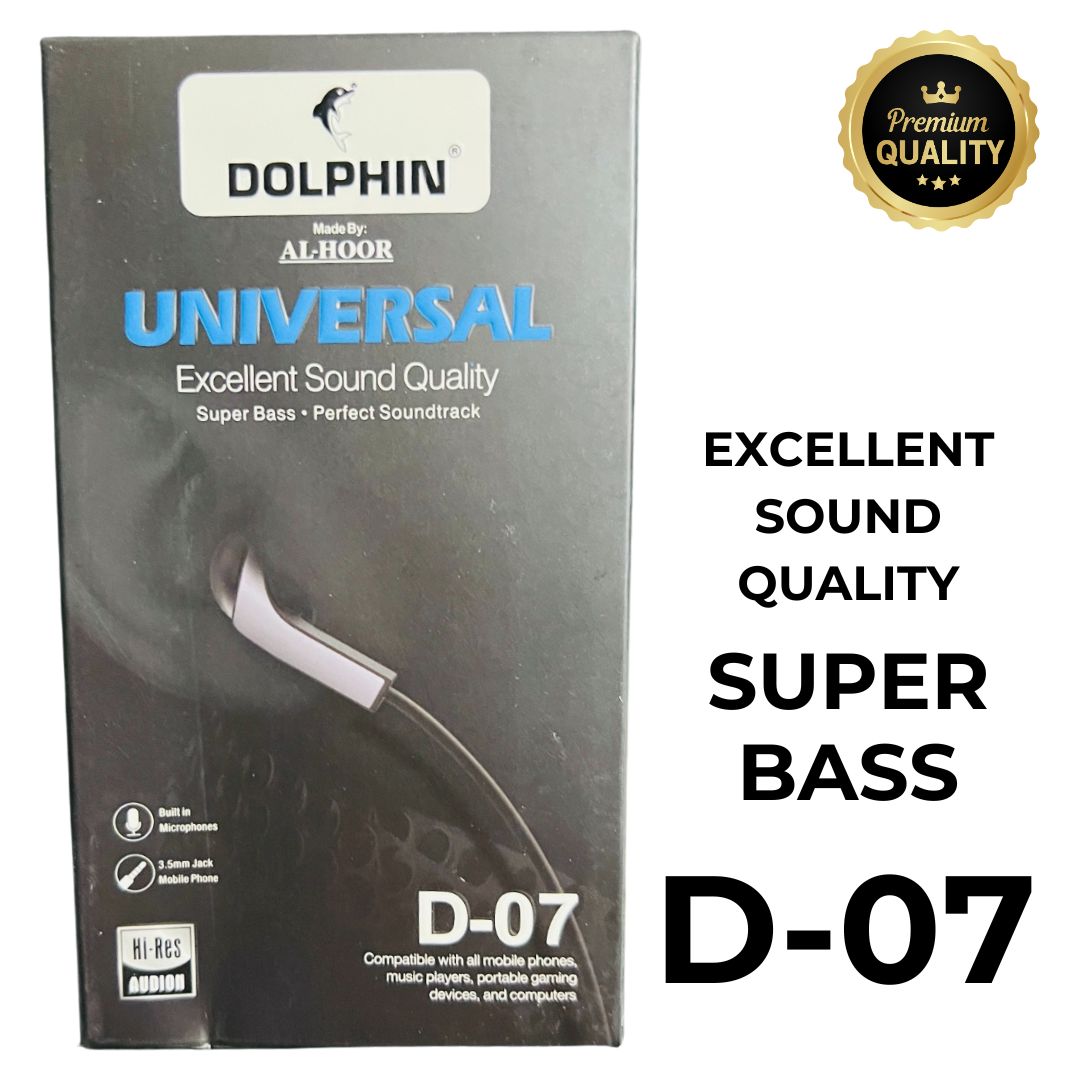 Dolphin D-07 Earphones – Super Bass Stereo Sound with Mic