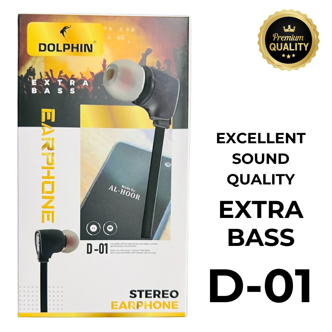 D-01 Super Bass Earphones – Elegant Design with Mic
