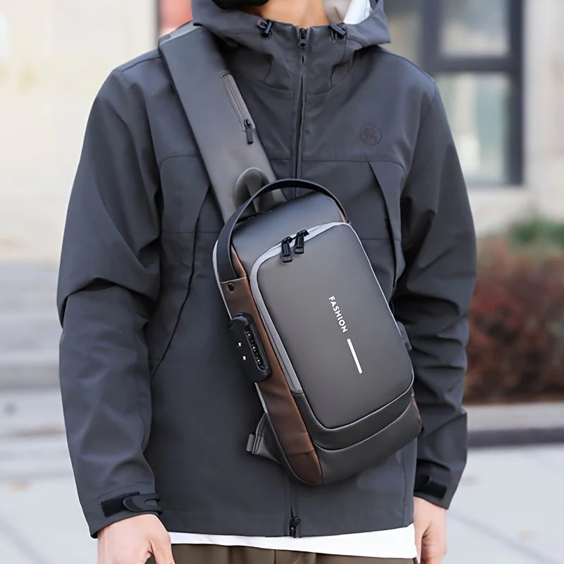 black multifunction anti theft usb charging crossbody shoulder bag | stylish, secure & travel ready