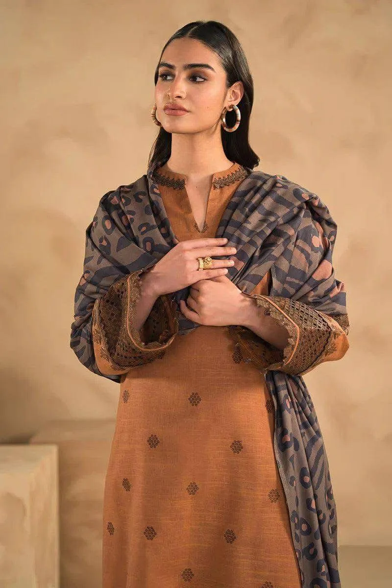 3 pcs women's unstitched embroidered suit 3 pcs women's unstitched embroidered suit