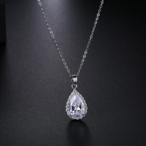 white zircon pendant necklace copper pave fashion