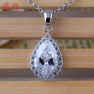 white zircon pendant necklace copper pave fashion