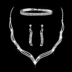 premium rhinestone 3 piece jewelry set for pakistani women