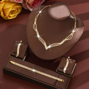 premium rhinestone 3 piece jewelry set for pakistani women