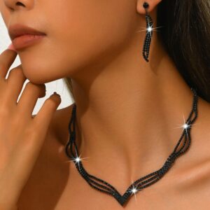 premium rhinestone 3 piece jewelry set for pakistani women
