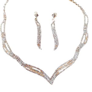 premium rhinestone 3 piece jewelry set for pakistani women