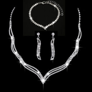 premium rhinestone 3 piece jewelry set for pakistani women