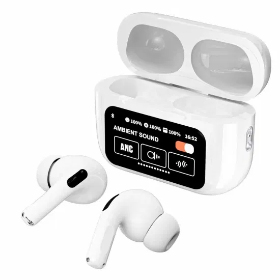 white a9 pro anc bluetooth 5.4 wireless earbuds with smart screen and active noise cancellation white a9 pro anc bluetooth 5.4 wireless earbuds with smart screen and active noise cancellation