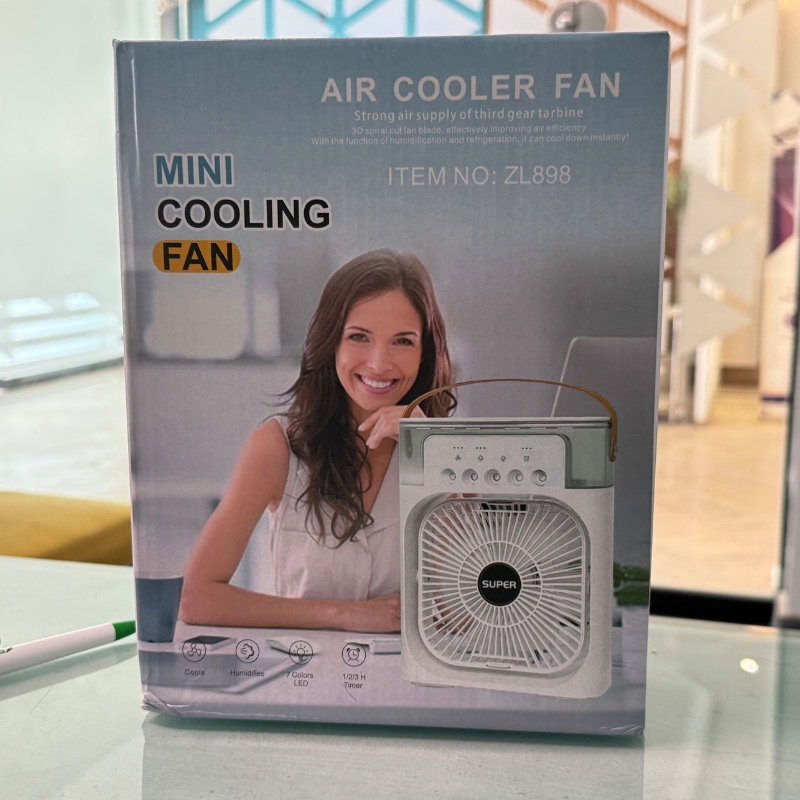 10 inch large portable air conditioner fan | usb electric fan with led night light, mist & humidifier function | random color 10 inch large portable air conditioner fan | usb electric fan with led night light, mist & humidifier function | random color