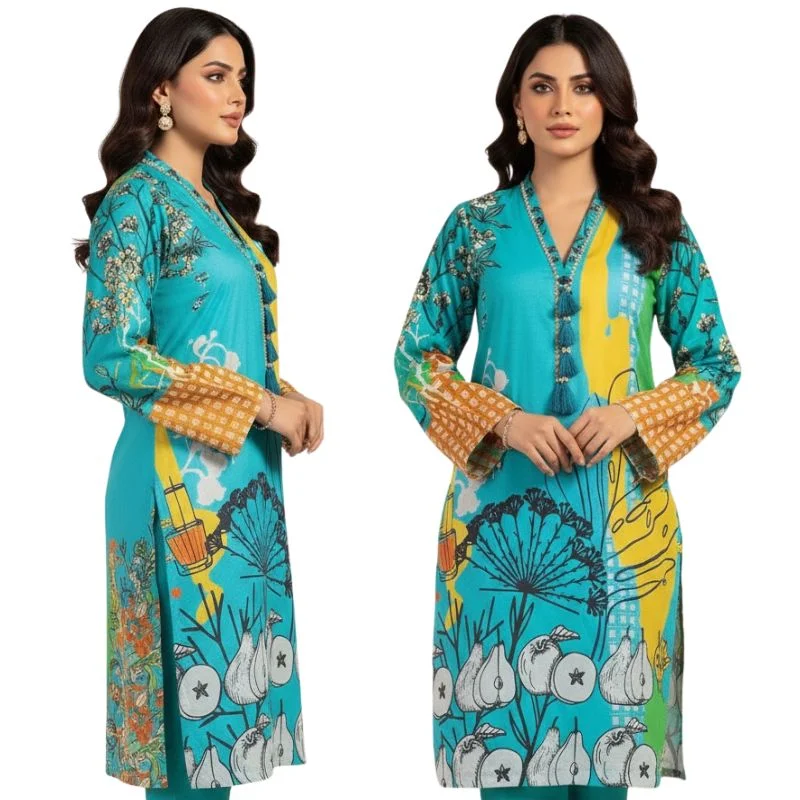 Women’s Swiss Lawn 1-Piece Unstitched Shirt – Trendy All-Over Printed Summer Wear