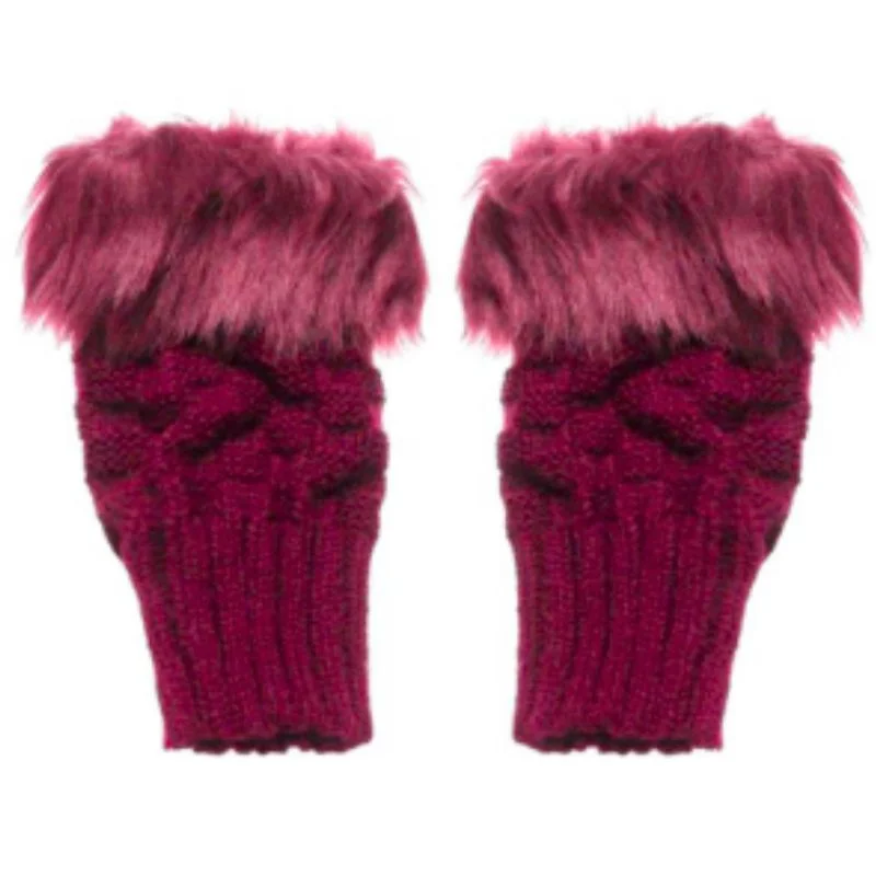 women’s faux fur fingerless knitted gloves | warm winter hand wrist warmers | soft, stylish & comfortable | maroon women’s faux fur fingerless knitted gloves | warm winter hand wrist warmers | soft, stylish & comfortable | maroon