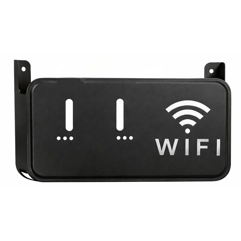 Black WiFi Router Storage Box & Wall Mount Shelf  Universal Cable Organizer | Space-Saving Holder for Modem, Set-Top Box & Smart Devices | Home & Office Use