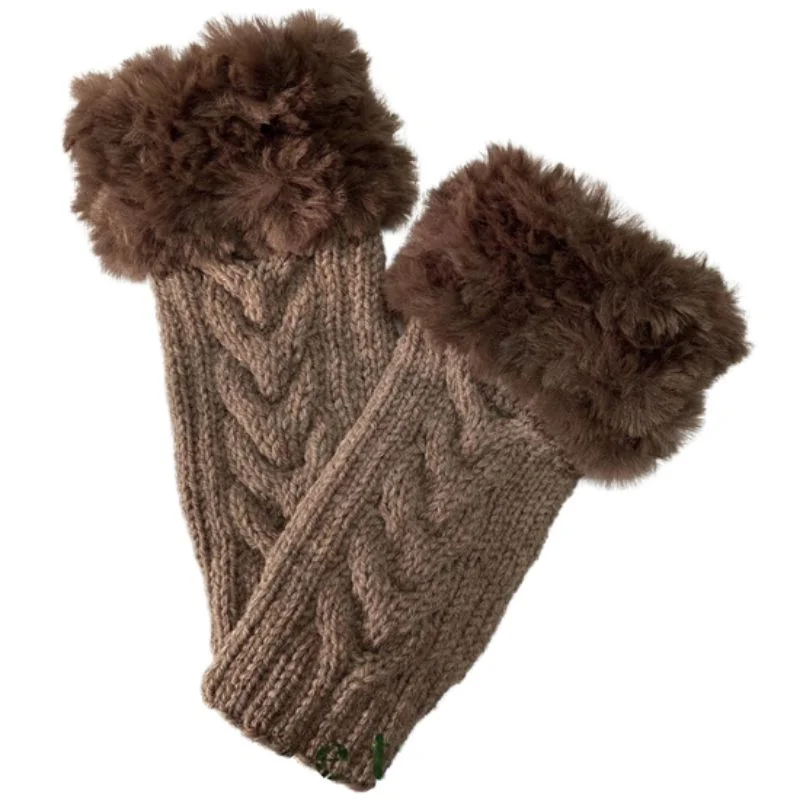 Stylish Women’s Fingerless Knitted Gloves with Faux Fur – Warm & Comfortable Winter Wear