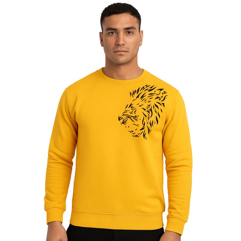 Premium Yellow LION Tracksuit for Men – Cozy Sweatshirt & Jogger Set | Winter Wear