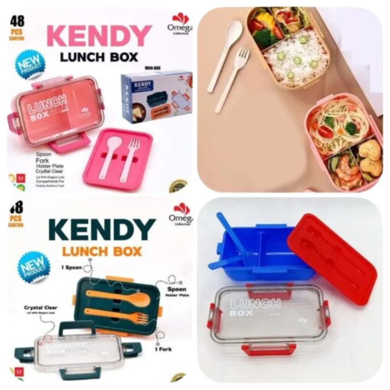 kendy lunch box with spoon & fork | 2 compartment portable tiffin box for school & office kendy lunch box with spoon & fork | 2 compartment portable tiffin box for school & office