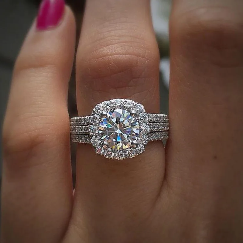 Light luxury classic 925 sterling silver square moissanite ring as a jewelry gift for women’s engagement party