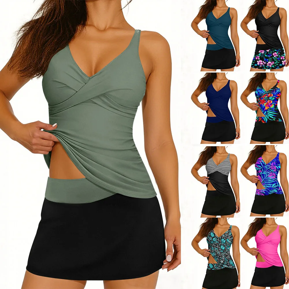 2026 New Bikini Swimwear Tankini Women’s Separate Twist Slimming Gathered Polyester Fabric Quick Dry Eco Friendly High Elasti…