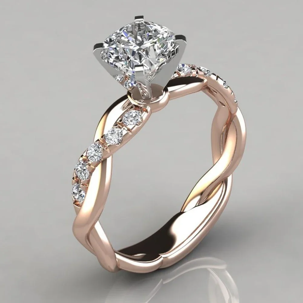 Classic Matching Wedding Rings Female Women’s Engagement Rings With Zircon Crystal Stone Jewelry Accessories Wedding Day Gift
