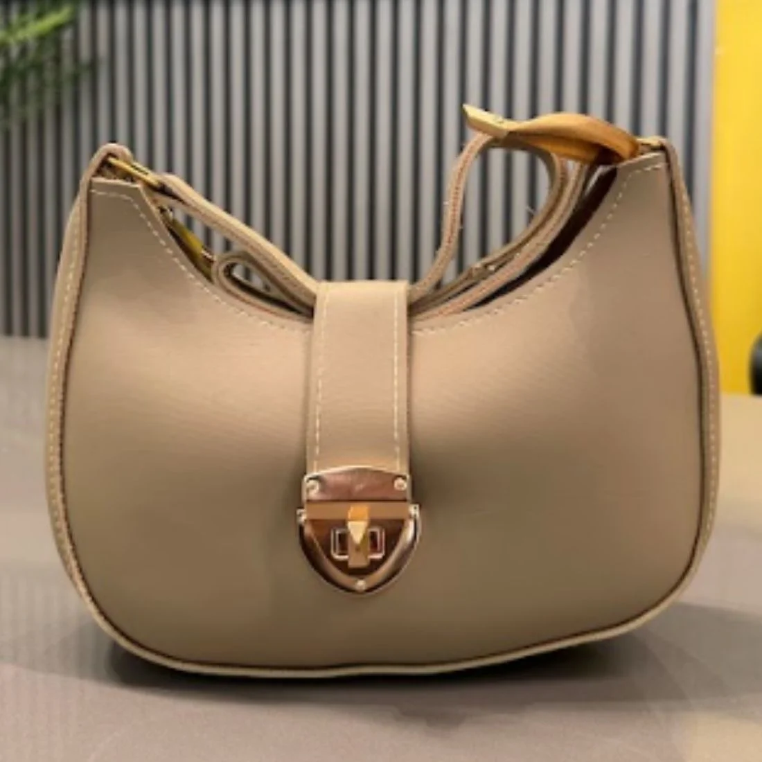 crescent leather luxury shoulder bag for women | skin color crescent leather luxury shoulder bag for women | skin color