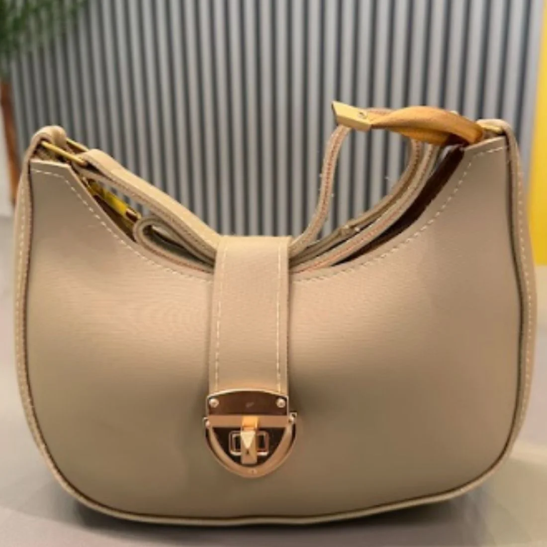 crescent leather luxury shoulder bag for women | skin color crescent leather luxury shoulder bag for women | skin color