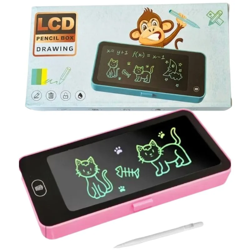 lcd drawing pen case for kids | writing tablet pencil box with screen lock & one key erase | random color lcd drawing pen case for kids | writing tablet pencil box with screen lock & one key erase | random color