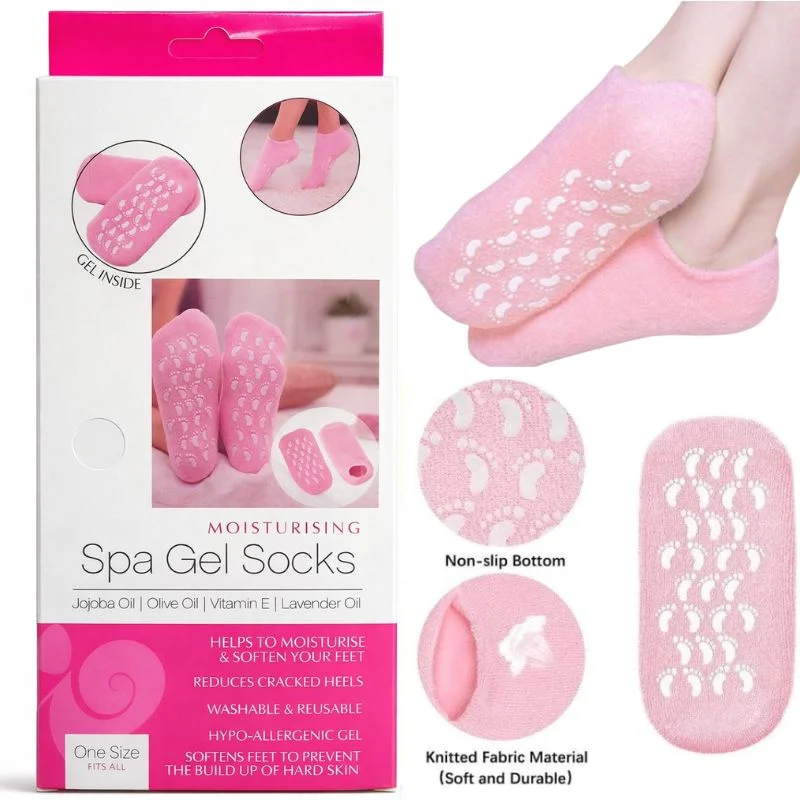 reusable silicone spa gel socks for dry feet & cracked heels | intensive moisturizing overnight foot care reusable silicone spa gel socks for dry feet & cracked heels | intensive moisturizing overnight foot care