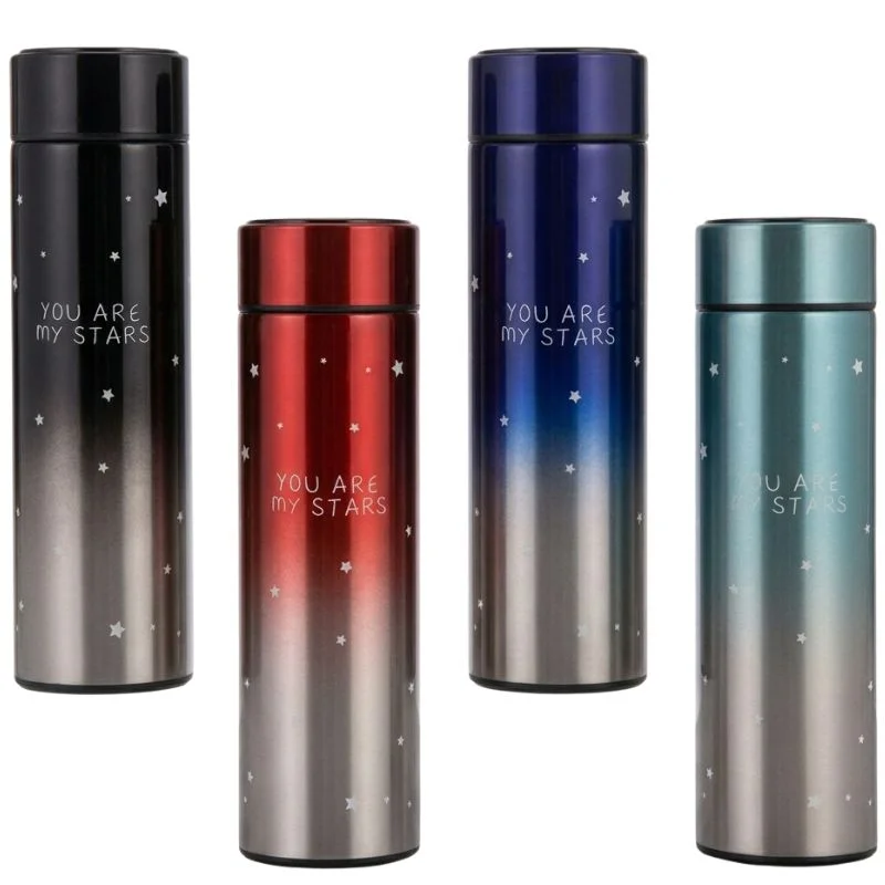 led temperature display water bottle stars design | smart stainless steel vacuum 500ml flask | random color led temperature display water bottle stars design | smart stainless steel vacuum 500ml flask | random color