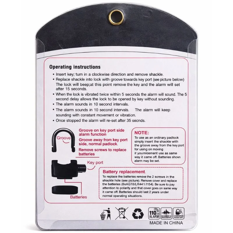 high security gembok alarm lock | waterproof siren padlock for bike, scooter & door protection high security gembok alarm lock | waterproof siren padlock for bike, scooter & door protection