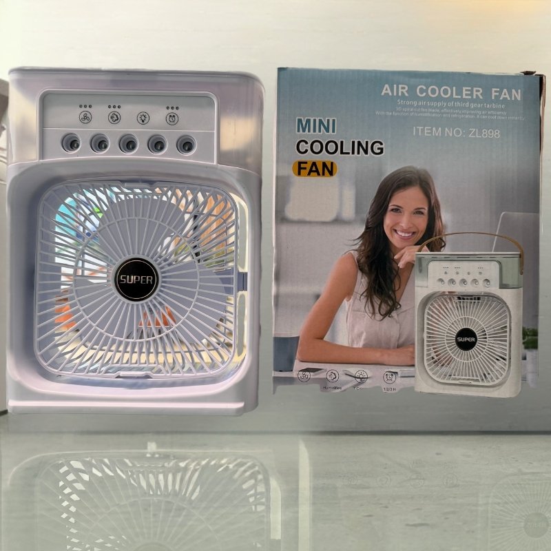 10 inch large portable air conditioner fan | usb electric fan with led night light, mist & humidifier function | random color 10 inch large portable air conditioner fan | usb electric fan with led night light, mist & humidifier function | random color