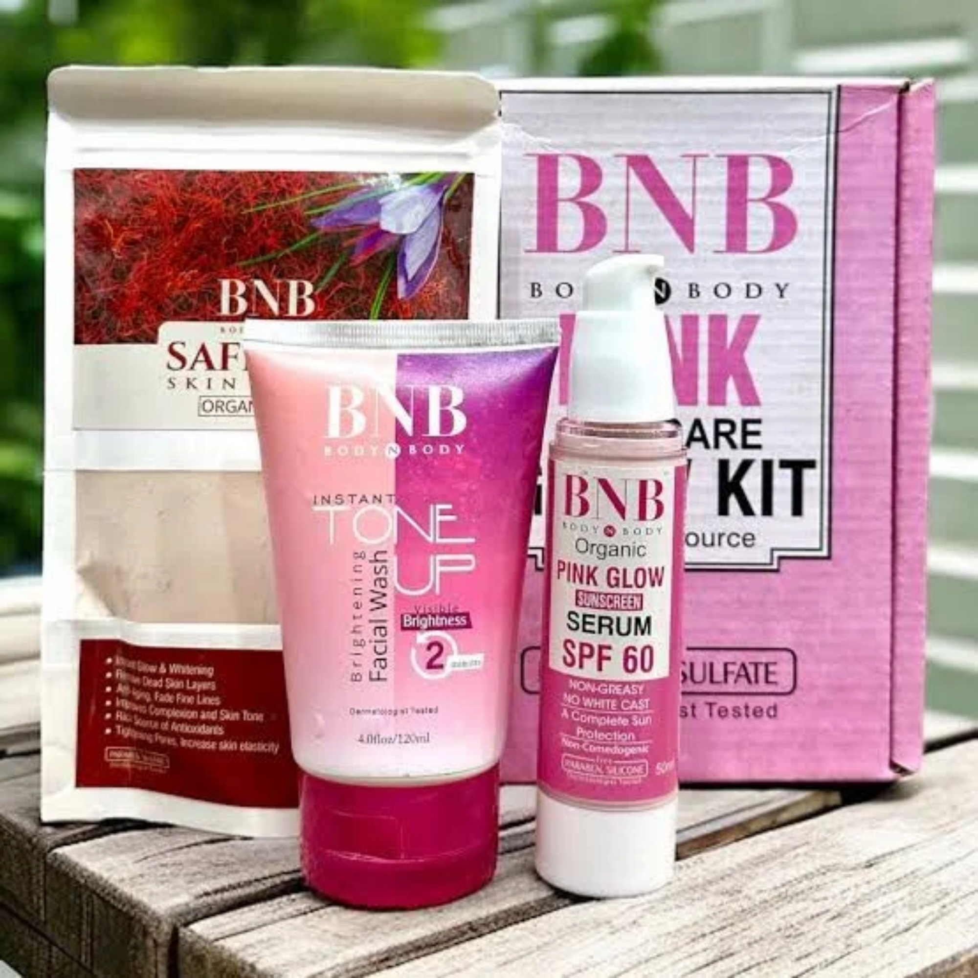 bnb pink face glow kit | 3 in 1 skincare wash mask spf protection set bnb pink face glow kit | 3 in 1 skincare wash mask spf protection set