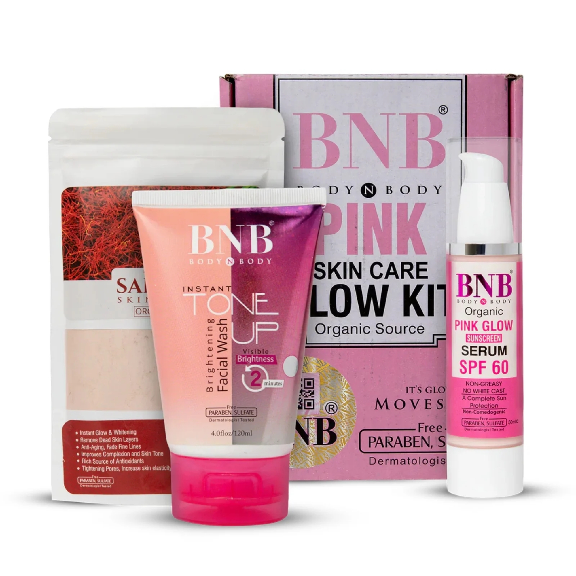 bnb pink face glow kit | 3 in 1 skincare wash mask spf protection set bnb pink face glow kit | 3 in 1 skincare wash mask spf protection set