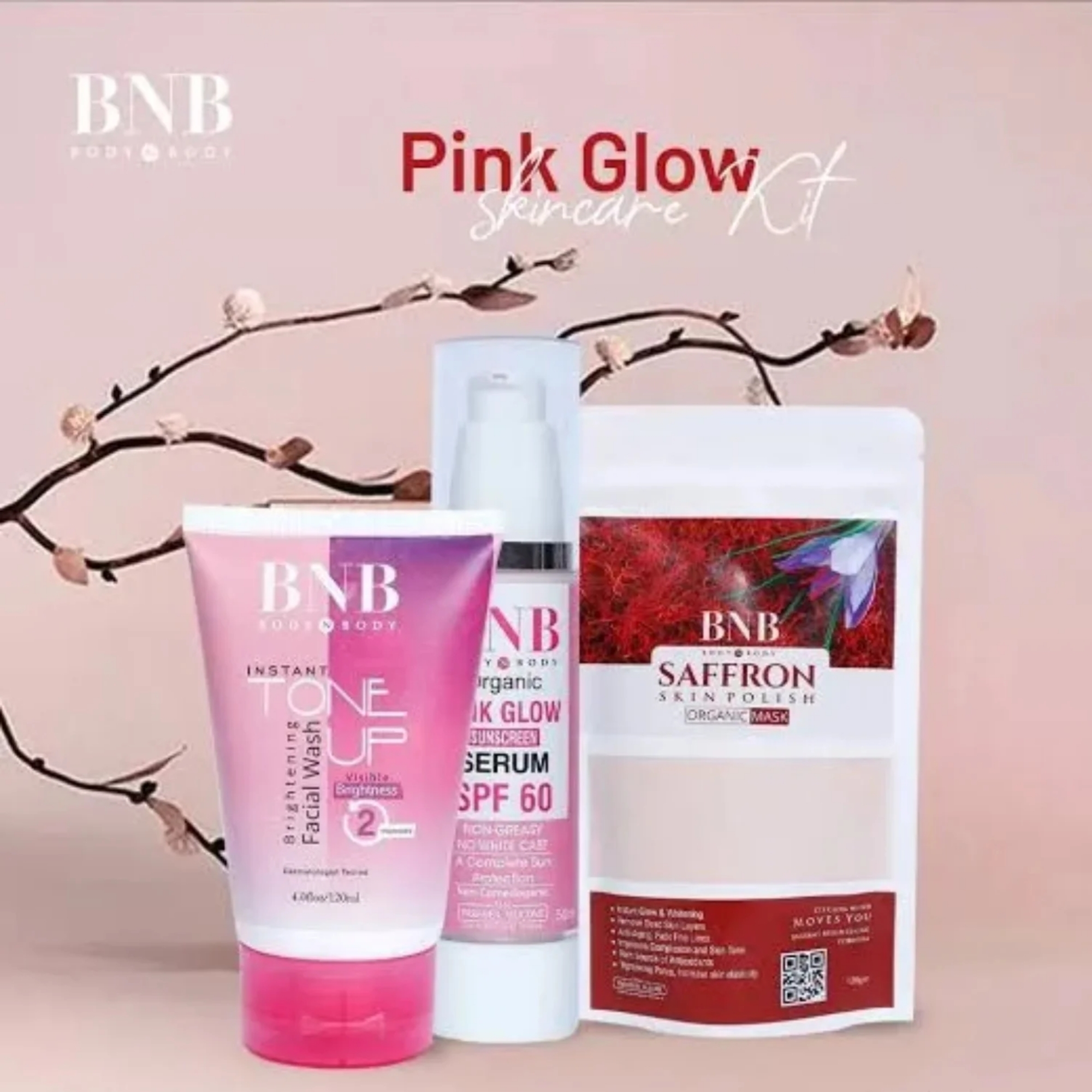 bnb pink face glow kit | 3 in 1 skincare wash mask spf protection set bnb pink face glow kit | 3 in 1 skincare wash mask spf protection set