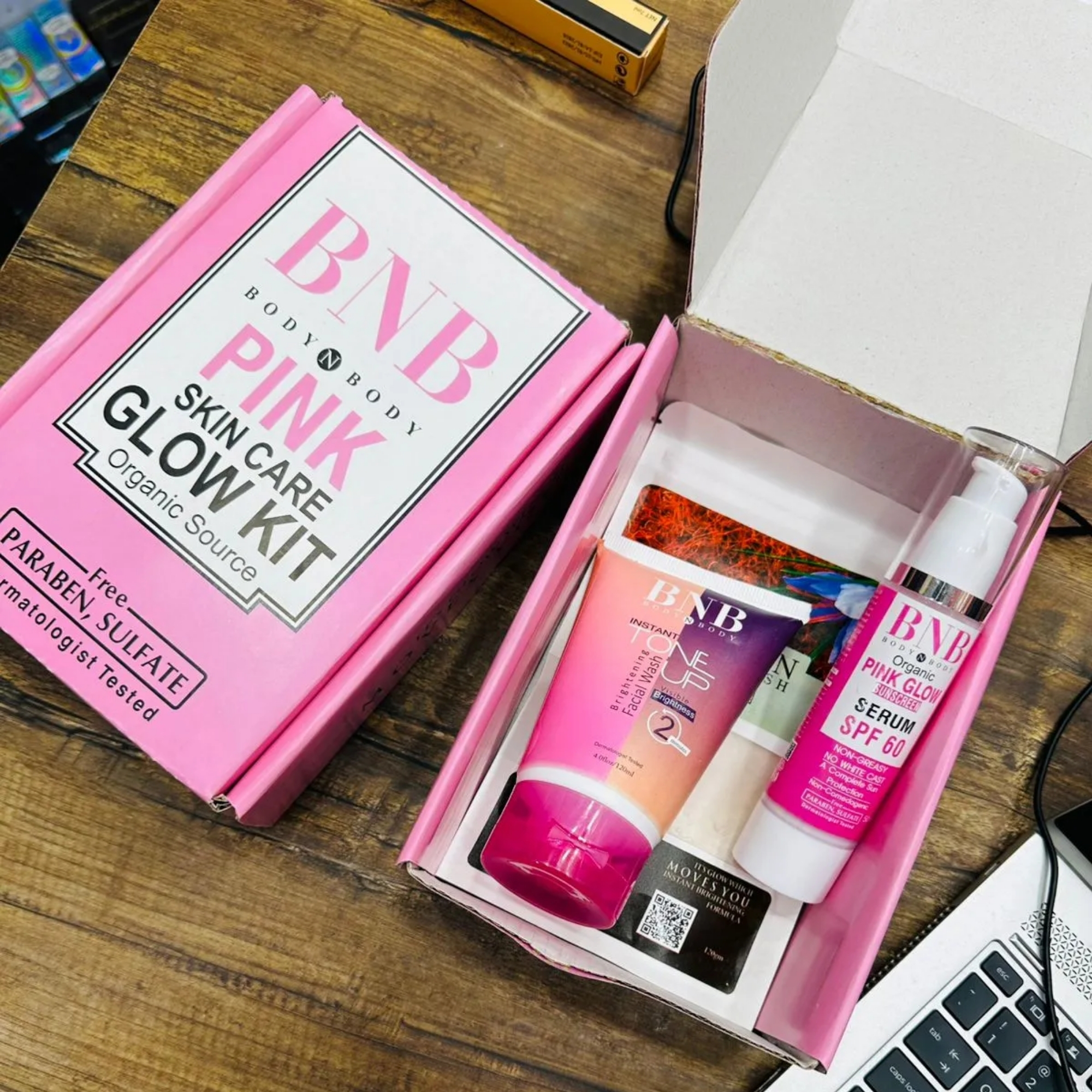 bnb pink face glow kit | 3 in 1 skincare wash mask spf protection set bnb pink face glow kit | 3 in 1 skincare wash mask spf protection set