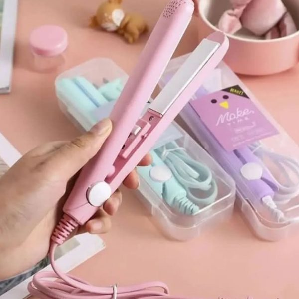mini portable ceramic hair straightener & curler | frizz free smooth hair | random color mini portable ceramic hair straightener & curler | frizz free smooth hair | random color