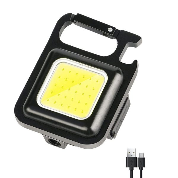 portable keychain light | 500 lumens mini cob led flashlight with foldable handle & usb rechargeable portable keychain light | 500 lumens mini cob led flashlight with foldable handle & usb rechargeable
